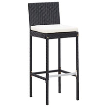 Makastle Patio Bar Set, 9 Piece Outdoor PE Rattan Bar Set with 8 Bar Stools & 1 Wooden Bar Table, Outdoor Furniture Set for Patio Backyard Porche Garden Poolside, Black