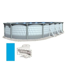 Lake Effect Pools Testudo Oval Above Ground Swimming Pool 52" Height Resin Protected Steel Sided Walls Bundle with Solid Blue Pattern Liner