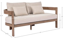 Meridian Furniture 396Beige-L Newport Collection Modern | Contemporary Outdoor Patio Loveseat with Acacia Wood, Thermowood Treatment, Cover Included, Water Resist, 65" W x 30.25" D x 33.25" H, Beige