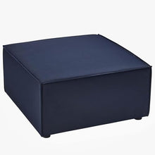 Afuera Living Outdoor Patio Ottoman, 29.5 x 29.5 in, Fabric Upholstered, Navy Finish, Aluminum Frame, Water & UV-Resistant Cushions, Modern Style, All-Weather Seating for Porch, Deck, Poolside, or