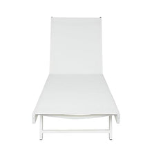 AODSHA Outdoor Chaise Lounge Set of 2, 5-Position Adjustable Backrest, White Steel Frame with Textilence Seat, Patio Poolside Reclining Chairs for Backyard Garden