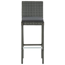 LKJVFCPW 7 Piece Patio Bar Set with Cushions, Outdoor PE Rattan High Table and 6 Stools, Weather-Resistant Garden Furniture Set for Backyard, Deck, and Balcony, Grey