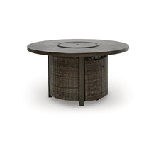 Signature Design by Ashley Outdoor Fire Pit Table, Round Wicker Propane