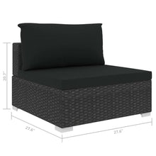 10-Piece Patio Lounge Set with Cushions, Modular Outdoor Sofa Furniture, Rattan Sectional for Garden, Deck, Porch, Balcony, Black