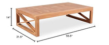 Meridian Furniture 352-CT Anguilla Collection Modern | Contemporary Outdoor Patio Coffee Table with Solid Teak Wood and Natural Teak Finish, 55.5" W x 31.5" D x 14" H, Natural