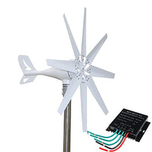 8000W 12V/24V Vertical Noiseless Wind Turbine Generator,8-Blade Horizontal Wind Power Generator with MPPT Charge Controller for Patio Outdoor (White),24v