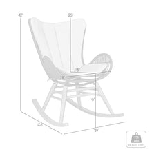 Armen Living Fanny Outdoor Patio Rocking Chair in Light Eucalyptus Wood and Charcoal Rope