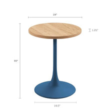Jamesdar, Elise, Round Heavy Duty Commercial Bistro Table for Indoor Outdoor Restaurant & Café Dining, Solid Oak Top, Steel Base, 300 lb Capacity, 24" D x 30" H, Berry Blue