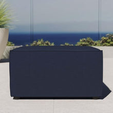 Afuera Living Outdoor Patio Ottoman, 29.5 x 29.5 in, Fabric Upholstered, Navy Finish, Aluminum Frame, Water & UV-Resistant Cushions, Modern Style, All-Weather Seating for Porch, Deck, Poolside, or