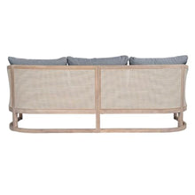 Christopher Knight Home Catania Acacia Wood Outdoor 3 Seater Sofa with Cushions, Wooden Patio Sofa Couch with Cushion, Comfy Garden Cloud Sofa Couch with Textilene Armrest, Grey+Light White