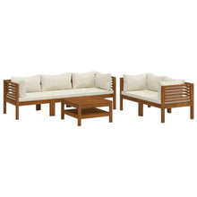 GHVBNMF 6-Piece Acacia Wood Outdoor Sectional Set with Cream Cushions