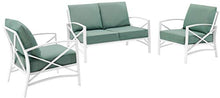 Crosley Furniture Kaplan 3-Piece Outdoor Loveseat Set White with Mist Cushions
