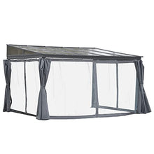 Outsunny 10' x 13' Outdoor Patio Gazebo with Sloping Roof, Aluminum Frame, & Netting Curtain Gray