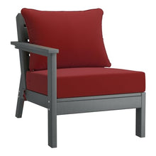 Costaelm Portsmouth Outdoor Patio HDPE Sectional Sofa with Deep Seating Patio Cushions, Gray/Red