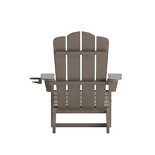 Flash Furniture Newport Adirondack Chairs with Cup Holders, Weather Resistant Poly Resin Adirondack Chairs, Set of 4, Brown
