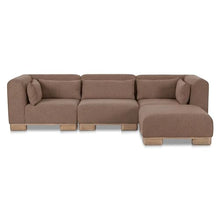NADAAL STUDIOS Quinlan Modular Sectional, Polyester Performance Fabric, Oak Veneer Base, Modular Components, Foam Feather Fiber Fill, Dark Brown