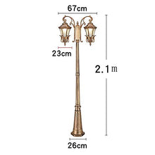 Post Lights Outdoor E27 Double Head 2.1M Retro Exterior Post Lantern Beveled Clear Glass High Pole Street Light Courtyard Waterproof Post Lighting Traditional Outdoor Landscape Post Light Pillar