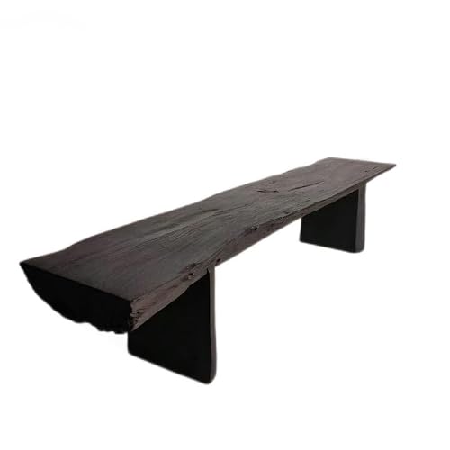SENBAILU Outdoor Bench Long Bench Carbonized Log Bench B&B Leisure Bench Outdoor Long Bench Retro Solid Wood Bench Charcoal Burning Outdoor Garden Bench(A 180CM)