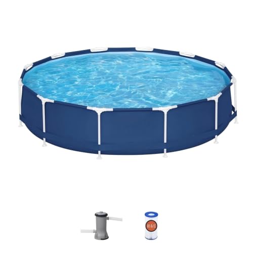 12ft x 30in Round Metal Frame Above Ground Pool Set with Liner and Pool