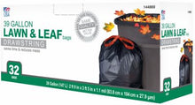 TRUE VALUE Lawn & Leaf Drawstring Trash Bags Black 39 Gallons 32-Ct.