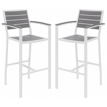Home Square 2 Piece Aluminum Patio Bar Stool Set in Gray and White