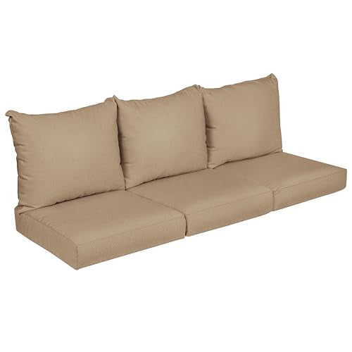 Sorra Home Boucle Wheat Outdoor Deep Seating Sofa Pillow Set 29 Cushion, 87 in W x 27 in D x 5 in H, Tan 9 Pound