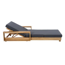 Merax Wood Chaise Lounge with 4 Triple-Fold Cushion, Dark Gray