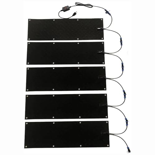 FRGIJUVGY 10 X 48 in Outdoor Electric Heated Snow Melting Mats,with Power Cord, 2 in/h Speed Snow and Ice Heated Pad,for Stairs Steps Driveway Winter Snow Removal(Size:5 Piece)