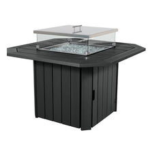 highwood Oasis 40" Fire Pit Table, 50,000 BTU with Glass Wind Guard and Rain Cover, Black