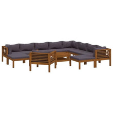 QINXIXINAIXI Wooden Lounge Set Dark Gray Natural Wood Solid Acacia Medium Garden Seating Sets Patio Furniture Poolside Modern Outdoor