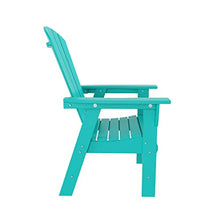WO Outdoor Adirondack Dining Chair Table 7 PCS Set Retro Aesthetic Furniture for Outside Restaurant Dining, Home, Balcony, Terrace, Lawn, Pool, Deck, Garden (Turquoise)