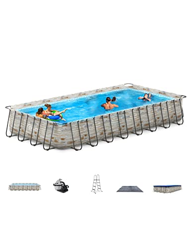 Evajoy Metal Frame Swimming Pool Set Blue