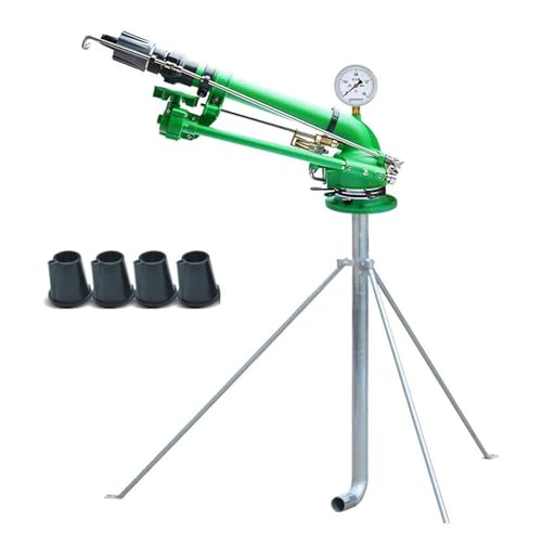HYZHANHONG Farm Irrigation Sprinklers with on Tripod Base, 2" Big Gun Irrigation Sprinkler, 0°-45° Elevation Angle Adjustable, Tripod Sprinkler for Yard Large Area