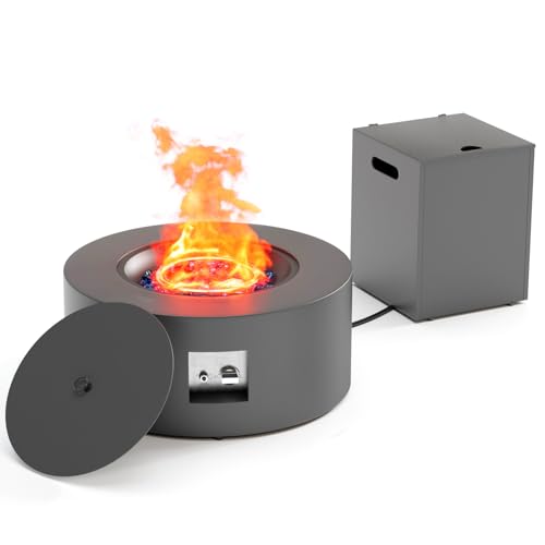 2-Piece 30" Propane Fire Pit Table for Outside Patio with Hidden Tank Table