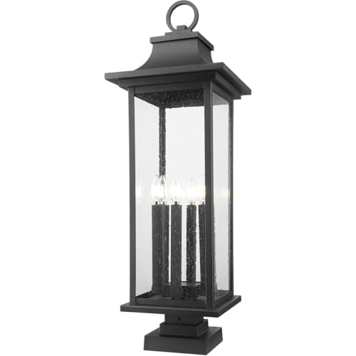 Z-Lite 5017PHXLS-SQPM-BK Tiberius - 6 Light Outdoor Pier Mount-36.5 Inch Tall and 12 Inch Wide