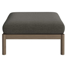 Modway Eleni Outdoor Teak Wood Ottoman in Weathered Gray Flint – Patio Foot Stool with Sunproof Foam Cushion