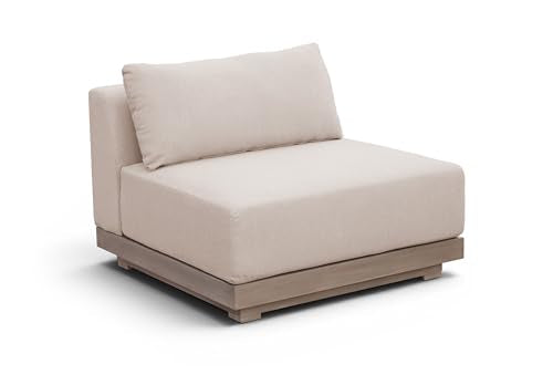 Meridian Furniture 33026Beige-Chair Solace Collection Modern | Contemporary Outdoor Patio Modular Armless Chair with Olefin Water Resistant Performance Fabric, 38.5" W x 38.25" D x 32" H, Beige