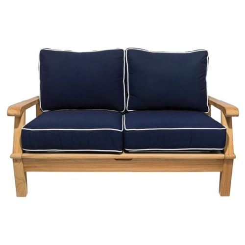 Royal Teak Collection Miami Teak Outdoor Loveseat Sofa, Navy (MIA2-NAVY)