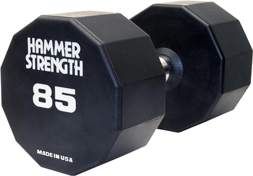 Life Fitness Hammer Strength 12 Sided Urethane Dumbbell 85Lb Black