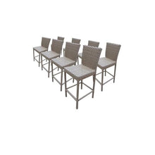 Afuera Living Contemporary Polyethylene Wicker Barstools with Back - Set of 8