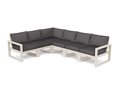 POLYWOOD® Edge 6-Piece Modular Deep Seating Set in Sand/Ash Charcoal
