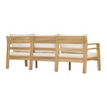 Christopher Knight Home Bratie Acacia Wood Outdoor 3 Seater Sofa with Cushion, Solid Wood Patio Sofa with Removable Cushion, Comfy Lounge Sofa for Patio Furniture Set, Light Teak+Beige