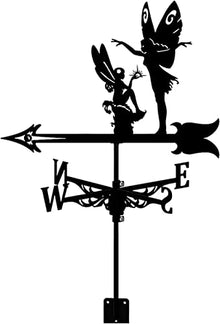 Weathervane Art Decor Stainless Steel Durable Weather Vane Wind Vane Measuring Tools Weathercock Wind Direction Indicator for Garden Patio Yard Ornament Decoration (Elves)