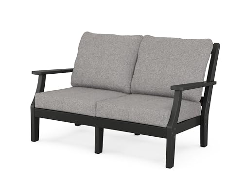 Martha Stewart by POLYWOOD® Chinoiserie Deep Seating Loveseat in Black/Grey Mist