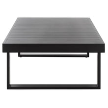 SAFAVIEH Outdoor Patio Furniture Collection – Fash Black Aluminum Coffee Table, Rectangular Slatted Top Patio Table, Modern Metal Accent for Outdoor Seating Areas (PAT7555A)