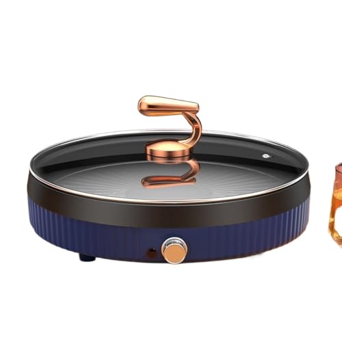 Round Barbecue Stove Household Electric Barbecue Pot Plate Smokeless Non-stick Grill(Black)