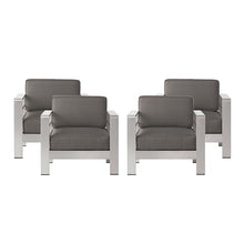 Christopher Knight Home Cape Coral Outdoor Aluminum Club Chairs with Water Resistant Cushions, 4-Pcs Set, Khaki