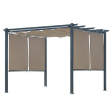 Masyardi 10 x 10 Ft Outdoor Aluminum Pergola, Retractable Canopy & 2 Sides Shades for Patio Backyard Garden Deck
