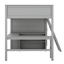 Jintop Full Over Full Bunk Bed with Storage Drawers and Cabinet Grey