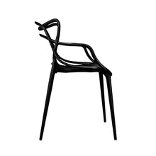 2xhome Modern Dining Chair | Stackable Indoor or Outdoor Entangled Side Chair | Weather Resistant Plastic for Kitchen, Patio, Restaurant, Yard, Porch, Balcony (Set of 6, Black)
